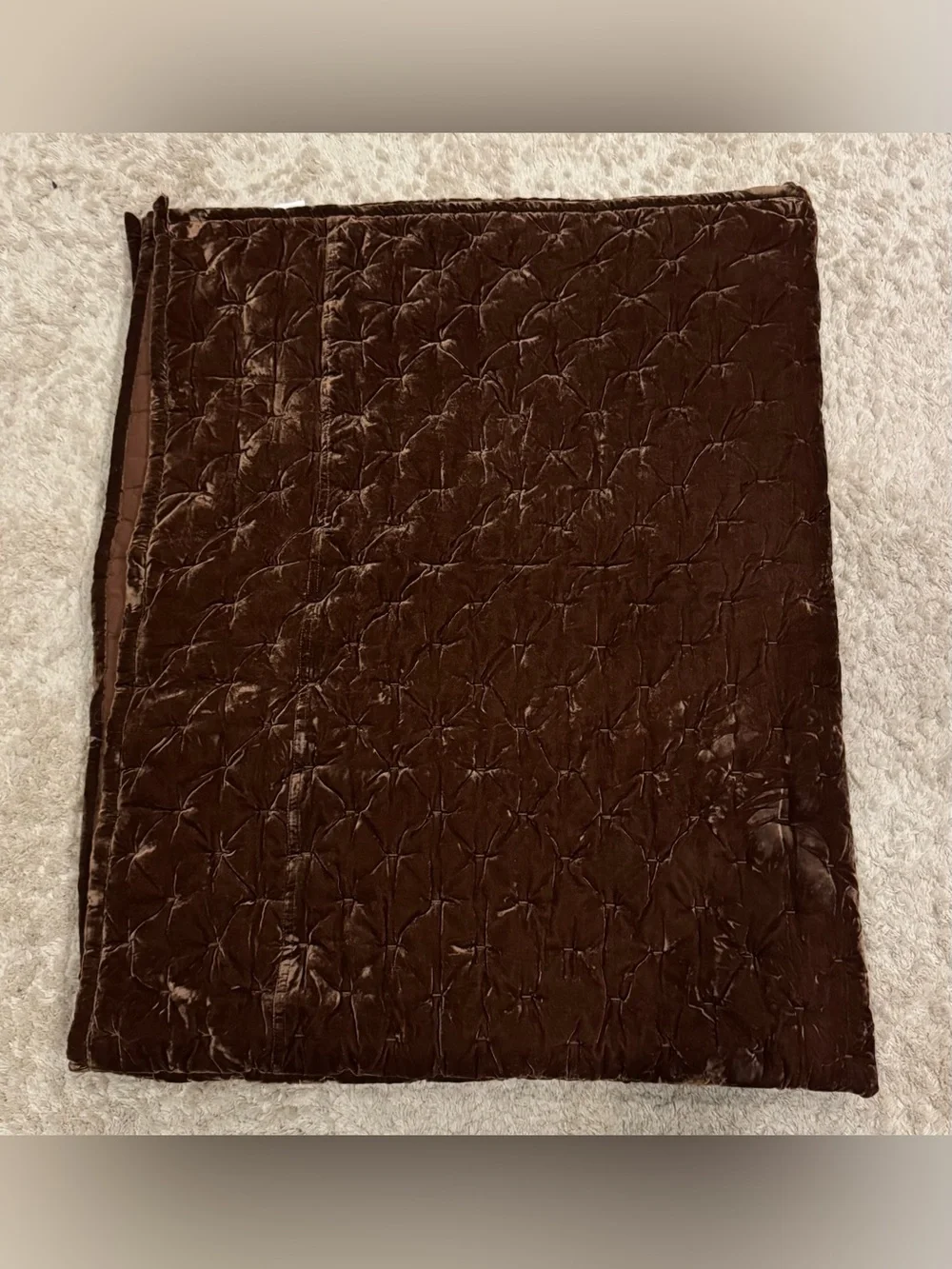 HiEND Accents Twin Stonewashed Cotton Velvet Quilt in Cocoa Color